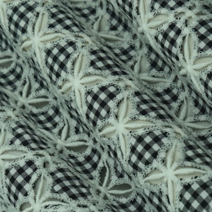 Black Color Cotton Check Embroidery Fabric