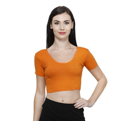 Vami Women's Cotton Stretchable Readymade Blouses - Vibrant Orange S