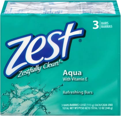 Zest Refreshing Bars Soap, Aqua 4 oz, 3 ea (Pack of 3)