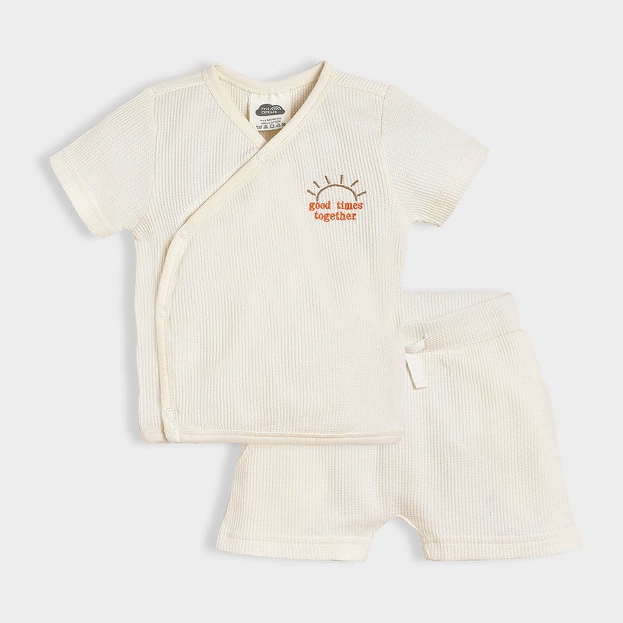 Dinomite Knitted Off White Co-Ord Set-6-9 M / Off White