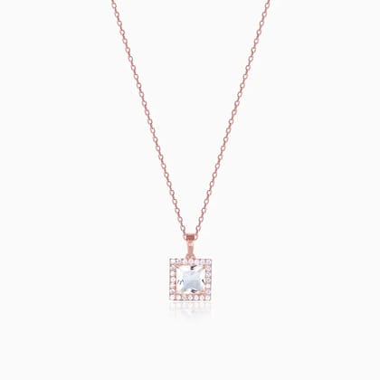 Rose Gold Snow White Pendant With Link Chain