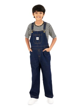 Naughty Dungaree® Full Length Raw Cotton Denim Vanilla Dungaree - Boys