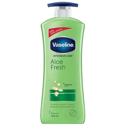 Vaseline Intensive Care Aloe Fresh Body Lotion - For Healthy Soft Skin, + Vaseline Jelly, Instantly Absorbs 5 Layers Deep, 400 Ml