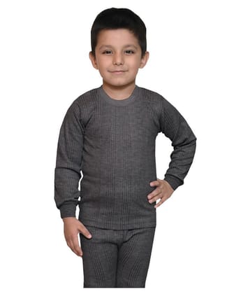 Lux Inferno Boys & Girls Charcoal Melange Round Neck Full Sleeves Thermal Upper/Top/Vest - Pack of 1 - None