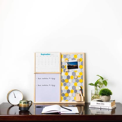 IVEI Whiteboard and Metal board with Planner-yellow