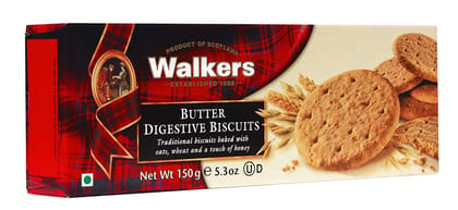 Walkers Butter Digestive Biscuits Baked With Oats Wheat & Honey, 150 gm