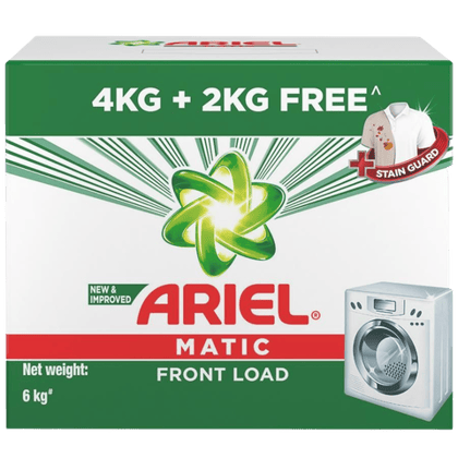 Ariel Matic Front Load Detergent Washing Powder, 4 Kg (Get 2 Kg Free), 6 kg Box