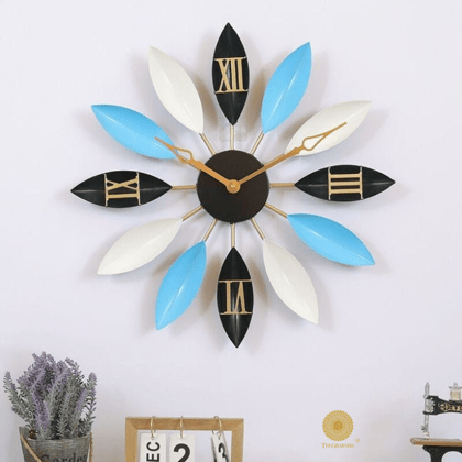 Beautiful Multicolor Metallic Flower Wall Clock (30 Inches)-Style 2