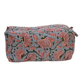 Grey Floral Toiletry  Pouch Large