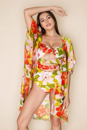 Floral Monokini with a coverup M