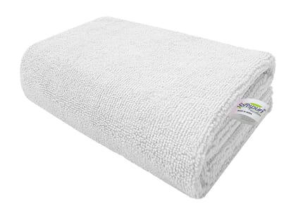 SOFTSPUN Microfiber Bath and Hair Care Towel, 60x120 Cms, 1 Piece Towel Set, 340 GSM - White. Soft and Comfortable, Extra Large Multi-Purpose Highly Absorbent.