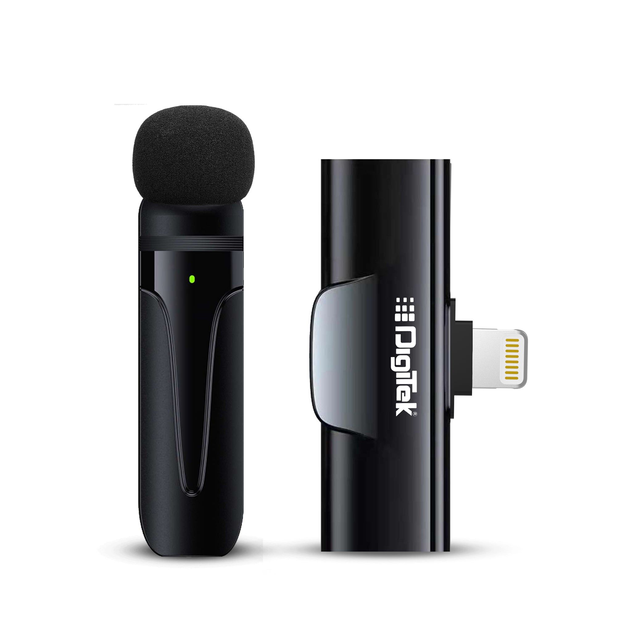 Digitek (DWM-002) Wireless Microphone & Receiver with 8-pin Connector for Noise Cancellation, Fast Charging, Suitable for YouTube Vlog, Live Streaming, Video Shooting & More