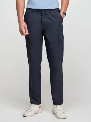 Relaxed Fit Pleated Cargo Trouser-30 / Navy