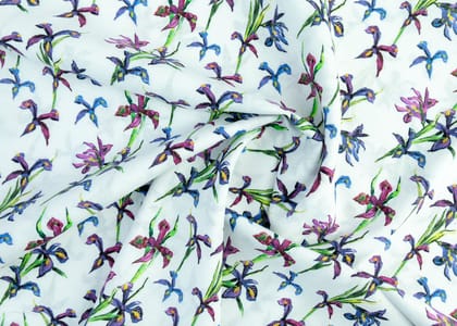 Linen Cotton Blend,Digital Print,Plain,White And Pink And Yellow And Black And Blue FloralMen And Women, Unstitched Shirting Or Top Fabric-1 Meter