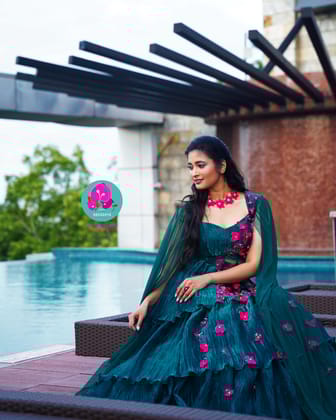 Pleated Organza Lehenga-S