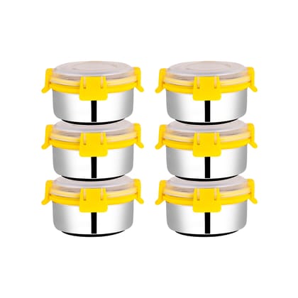 BOWLMAN Steel Yellow Food Container ( Set of 6 )-Yellow