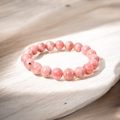 Natural Rhodochrosite Stretchable Gemstone Bracelet – Emotional Healing & Love-6 inch