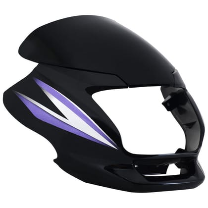 Headlight Visor Fit For Hero Super Splendor Latest (Type 3) Black (Purple Sticker)