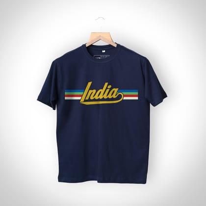 Navy Blue India Retro T-Shirt - Unisex-S