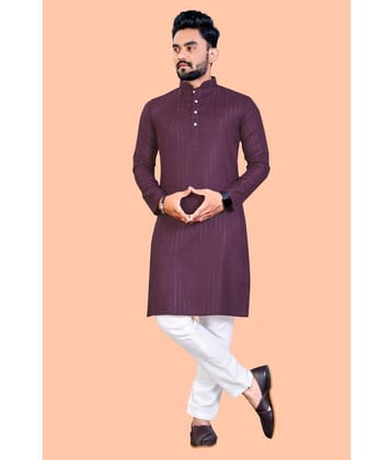 YUG ART - Purple Cotton Regular Fit Mens Kurta Pyjama Set ( Pack of 1 ) - None