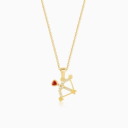 Golden Arrow of Love Pendant with Link Chain