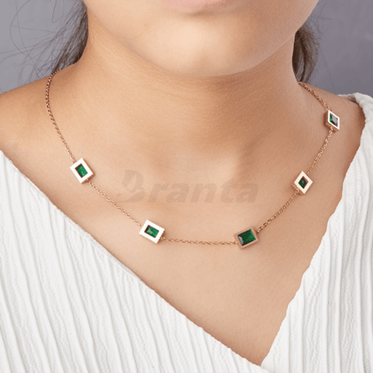 Green Emerald Rose Gold Necklace