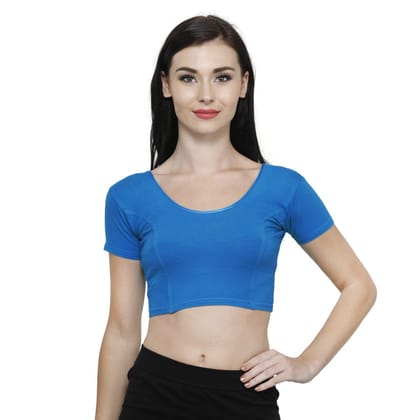 Vami Women's Cotton Stretchable Readymade Blouses - Victoria Blue M