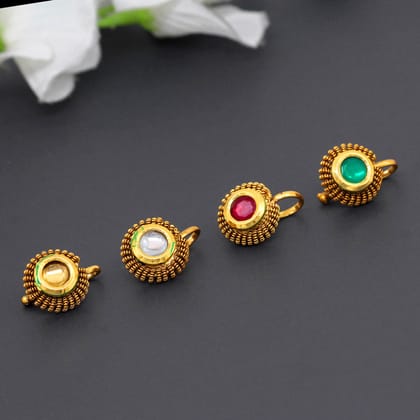 Multi Color Kundan Nose Pin Combo Of 4 Pieces (NSP143CMB)-Metal: Alloy / Gold / Alloy With Good Quality Gold Plated