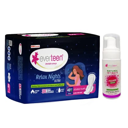 everteen Relax Nights Ultra 40 Pads and Foam Intimate Wash 150ml