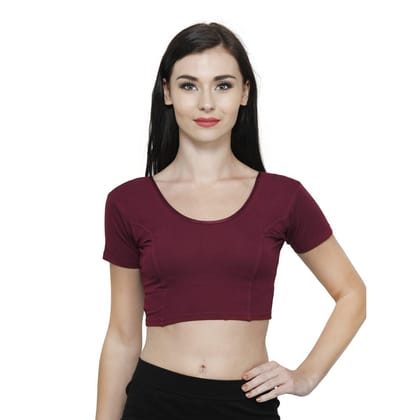 Vami Women's Cotton Stretchable Readymade Blouses - Dark Maroon S