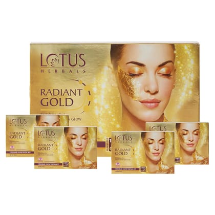Lotus Radiant Gold Facial Kit for instant glow with 24K Pure Gold & Papaya ,4 easy steps 148g (4 use)