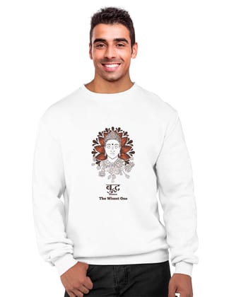 Buddha Sweatshirt, Sanskrit Sweatshirt-White / S