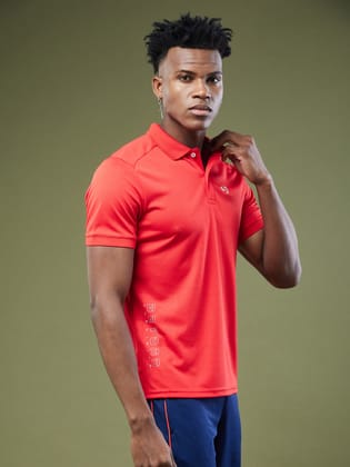 SG Men's Red Polo T-Shirt | Ideal for Trail Running, Fitness & Training, Jogging, Regular & Fashion Wear-S / Red