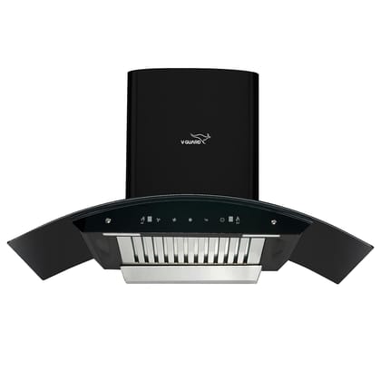 A20 BL180 Kitchen Chimney with 1300m /hr Suction, Intelligent Auto Clean, Curved Glass, Baffle Filter, Motion Sensor Controls, Oil Collector Tray, LED Light (Black)