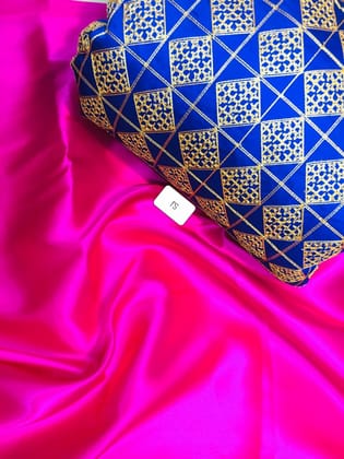 Pink Color Plain Satin Silk Saree with Embroidered Blouse PS-Pink
