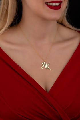 Initial Name Necklace | Couple Initial Necklace-Golden