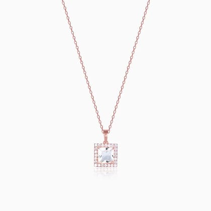 Rose Gold Snow White Pendant With Link Chain