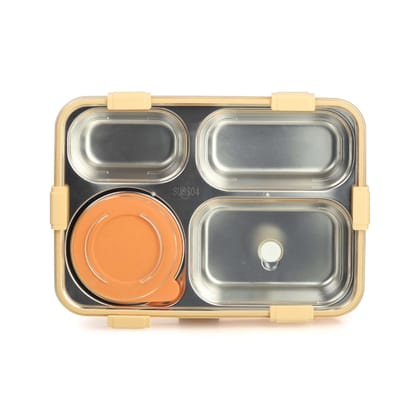 Korean Bento Box 4 Grid with Soup Bowl - Yellow