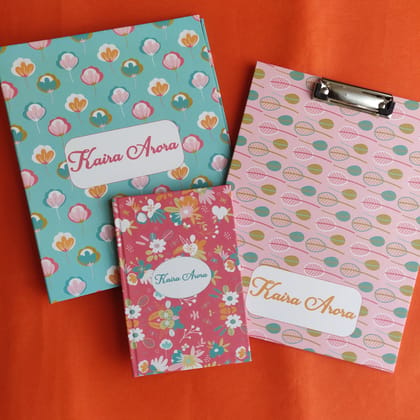 School Set  - Summer Blooms-Set of 3 - Folder + Clipboard + Note book