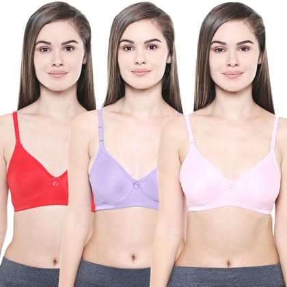 Bodycare Women Cotton Full Coverage Non Padded Regular Bra Pack - 3 E5554PIPURE