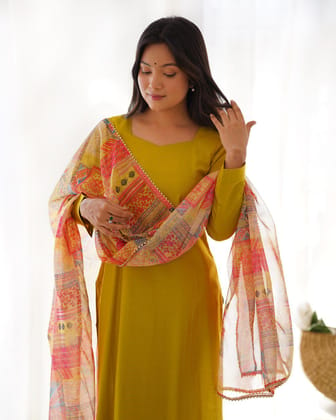 Summer Special Pure Soft Viscose Kurta Suit Set With Dupatta & Pant-M