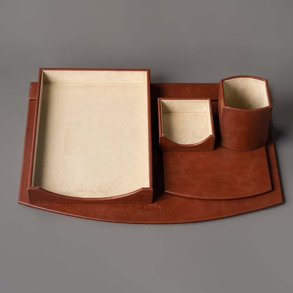 Arch Desktop Organizer Set Cognac-COGNAC