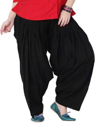 Trendzmy Cotton Solid Patiala Black Salwar