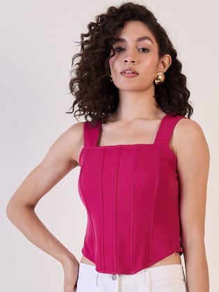 Pink Strappy Corset Top-Standard Size / XS