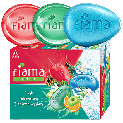 Fiama Gel Bathing Bar Fresh Celebration pack, with 3 unique gel bars, with skin conditioners for moisturized skin, 125 g (Pack Of 3)