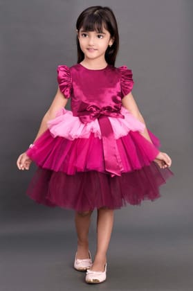 Berry Layered Party  Frock-5-6 Y / Burgundy