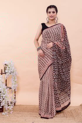 JAIPUR HANDBLOCK PRINT Exclusive collection of Bagru and Dabu handblock printed pure Cotton Mulmul Sarees with blouse piece.