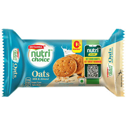 Britannia Nutrichoice Oats Milk & Almond Cookies, 75 gm