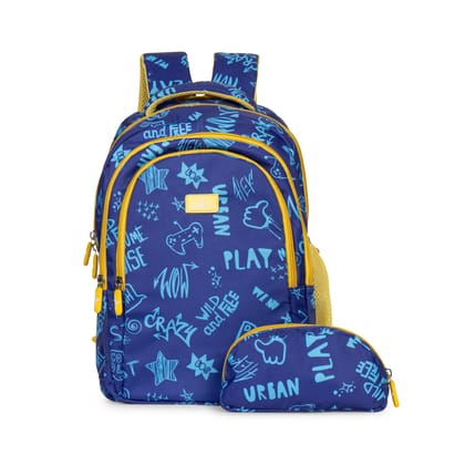 THE CLOWNFISH 30L School Backpack with Pencil Pouch for Boys & Girls Age 8-10, Blue-Yellow-THE CLOWNFISH 30L School Backpack with Pencil Pouch for Boys & Girls Age 8-10 (Blue-Yellow)