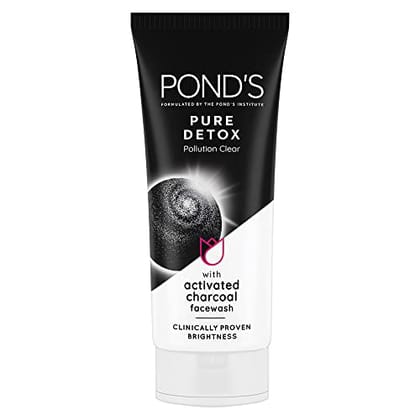 POND'S Pure Detox Face Wash 100 g, Daily Exfoliating & Brightening Cleanser, Deep Cleans Oily Skin - With Activated Charcoal for Fresh, Glowing Skin